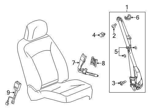 2014 Cadillac CTS Rear Seat Belt Kit (Retractor Side) *Ebony Diagram for 19257565