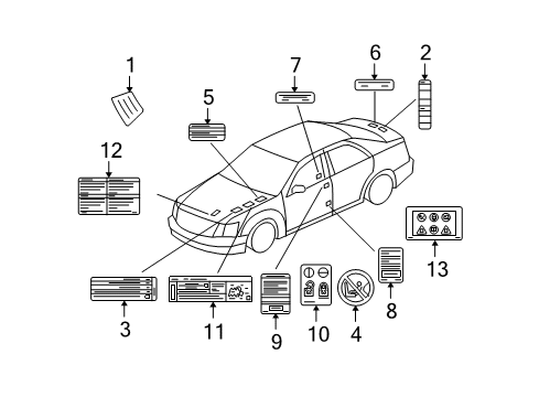 2006 Cadillac STS Information Labels Diagram