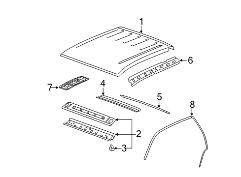 2009 GMC Sierra 2500 HD Roof & Components Diagram 2 - Thumbnail