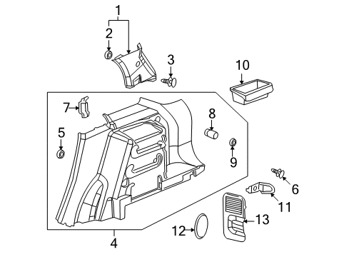 2007 Pontiac Torrent Interior Trim - Quarter Panels Diagram