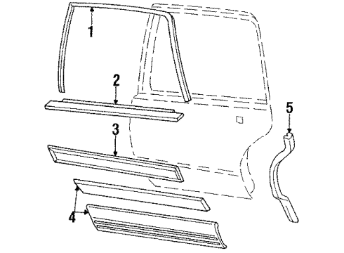 1989 Oldsmobile 98 Molding Assembly, Outer Panel Rear Door Center *Silver Mount Diagram for 20743450