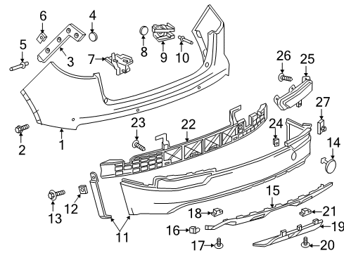 2018 Buick Envision Bracket Assembly, Rear Bumper Fascia Tail Lamp Opening Diagram for 22933012