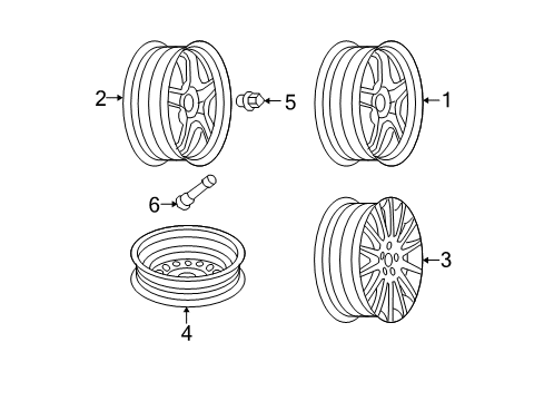 2007 Saturn Aura Wheels, Covers & Trim Diagram