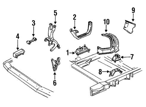 1990 Oldsmobile Cutlass Supreme Engine & Trans Mounting Diagram 1 - Thumbnail