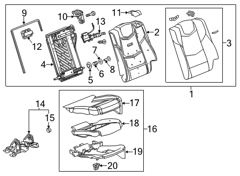 2014 Cadillac ELR Reinforcement, Rear Seat Back Panel Inner Diagram for 22979465