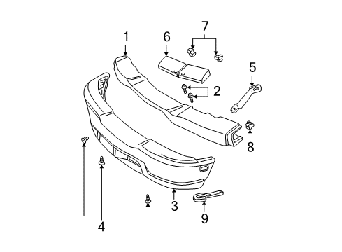 1998 GMC Jimmy Front Bumper Diagram 2 - Thumbnail