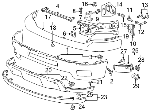 2013 Chevy Silverado 3500 HD Extension, Front Air Deflector *Black Diagram for 20845670