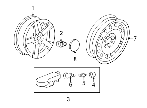 2009 Saturn Vue Wheels, Covers & Trim Diagram 1 - Thumbnail