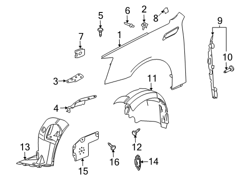 2010 Cadillac CTS Fender & Components Diagram