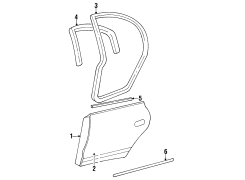 1998 Oldsmobile Aurora Molding Assembly, Rear Side Door Center Diagram for 25686072