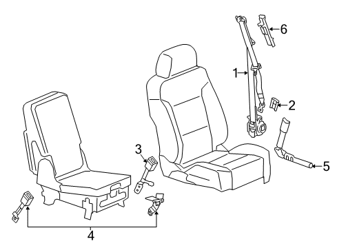 2020 GMC Yukon XL Front Seat Belts Diagram