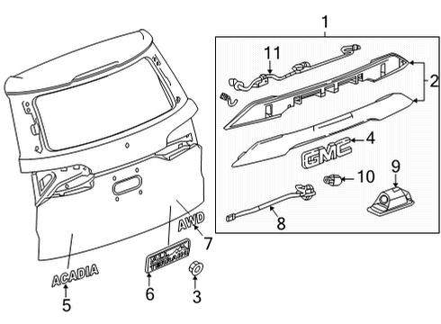 2018 GMC Acadia Harness Assembly, Rear Lic Plt Lp Wrg Diagram for 84387224