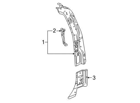 2014 GMC Sierra 1500 Filler Assembly, Body Lock Pillar Lower Diagram for 23226123