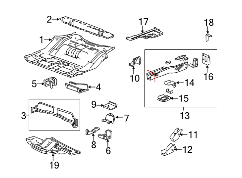 2012 Chevy Equinox Rear Body - Floor & Rails Diagram