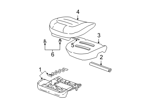 2000 Cadillac DeVille Front Seat Components Diagram