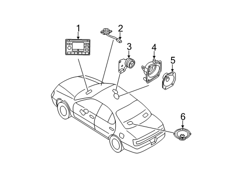 2004 Buick Park Avenue Speaker Assembly, Radio Front Side Door Upper Front Diagram for 16202499