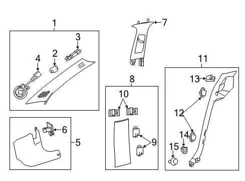 2015 Chevy SS Interior Trim - Pillars, Rocker & Floor Diagram