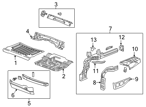 2020 Cadillac CT6 Rear Floor & Rails Diagram