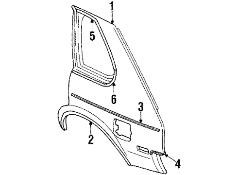 1987 Chevy Chevette Molding,Front Fender Side Diagram for 12308751