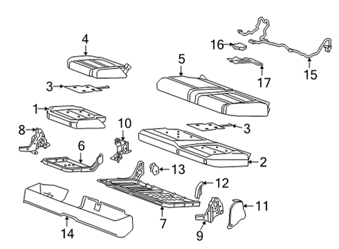 2023 GMC Sierra 2500 HD Rear Seat Components Diagram 4 - Thumbnail