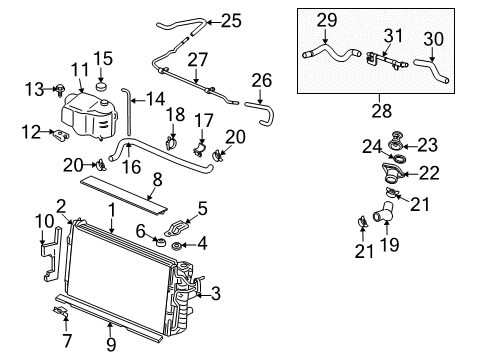 2005 Pontiac Bonneville Radiator Surge Tank Outlet Pipe Assembly Diagram for 25748906