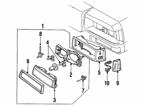 1989 Chevy Caprice Bracket Assembly, Headlamp Mount Rh Diagram for 16506282