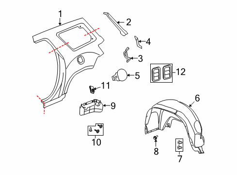 2008 Saturn Outlook Quarter Panel & Components Diagram