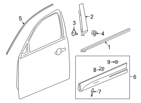 2020 Cadillac XT4 Exterior Trim - Front Door Diagram