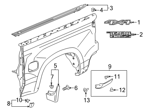 2022 Chevy Silverado 1500 LTD Exterior Trim - Pick Up Box Diagram 12 - Thumbnail