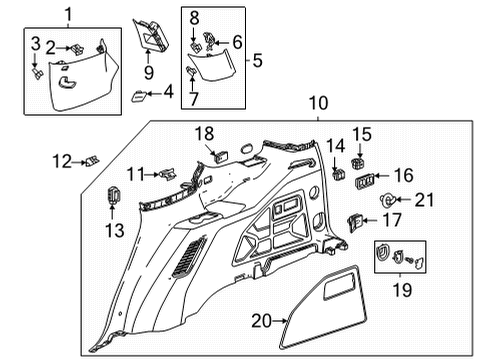 2021 Cadillac Escalade Interior Trim - Quarter Panels Diagram