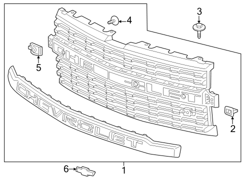 2022 Chevy Silverado 1500 LTD Grille Kit, Front *Serv Primer Diagram for 84453563