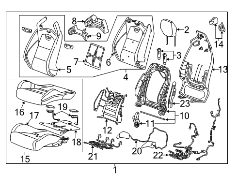 2019 Cadillac ATS Driver Seat Components Diagram 1 - Thumbnail