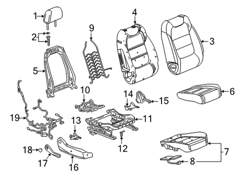 2021 Chevy Trailblazer Passenger Seat Components Diagram