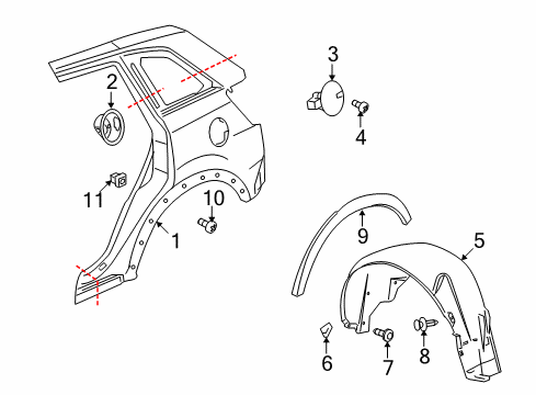 2008 Saturn Vue Liner Assembly, Rear Wheelhouse Panel Diagram for 25858109