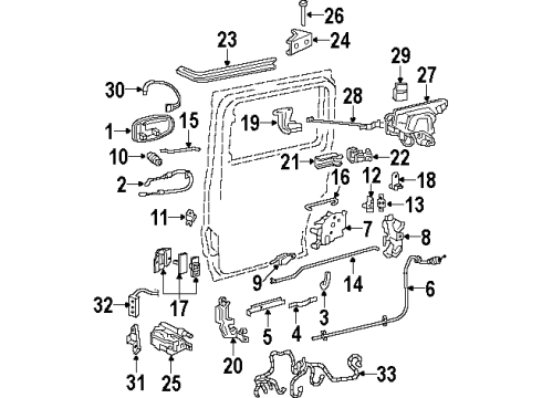 2004 Oldsmobile Silhouette Side Loading Door - Lock & Hardware Diagram