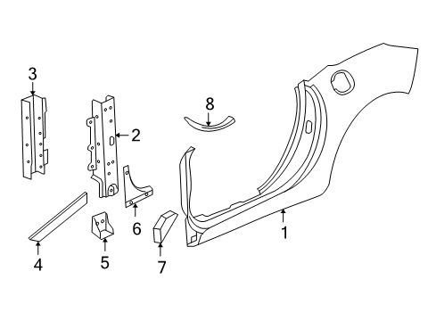 2008 Saturn Sky Hinge Pillar, Uniside Diagram