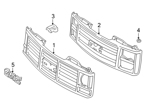 1997 GMC K1500 Grille & Components Diagram