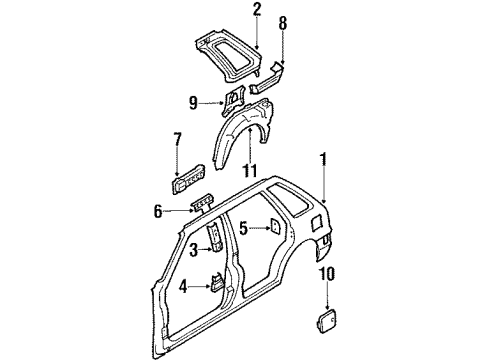 1987 Chevy Sprint Quarter Panel & Components Diagram 2 - Thumbnail