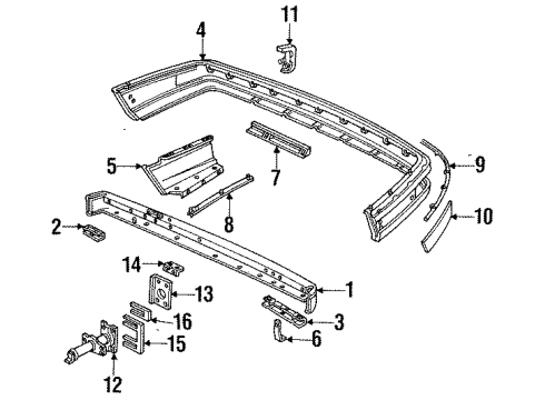 1989 Buick LeSabre Rear Bumper Cover Diagram for 12334932