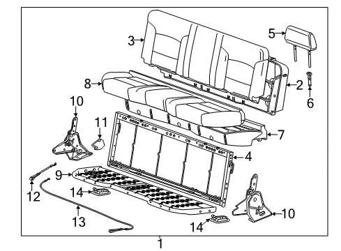 2016 GMC Sierra 2500 HD Rear Seat Components Diagram 3 - Thumbnail