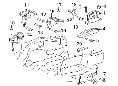 2013 GMC Terrain Bracket, Trans Rear Mount Diagram for 25789176