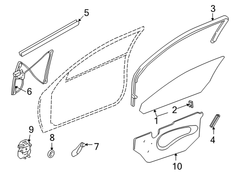 2000 Pontiac Grand Am Front Door - Glass & Hardware Diagram