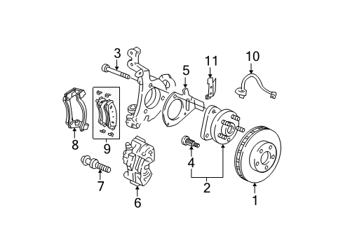 2003 Buick Rendezvous Brake Components, Brakes Diagram 1 - Thumbnail