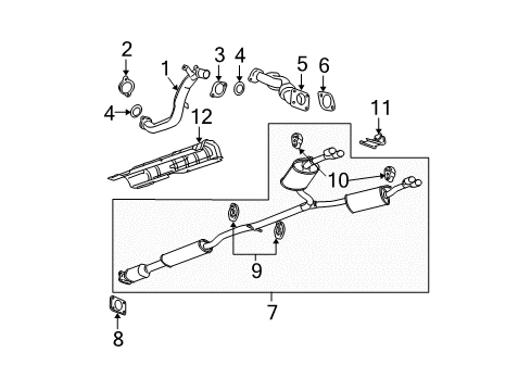 2006 Buick Lucerne Exhaust Muffler Assembly (W/ Exhaust Pipe & Tail Pipe) Diagram for 15921946