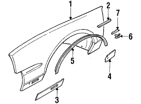 1985 Pontiac Grand Prix Molding,Front Fender Lower Rear Diagram for 10013617