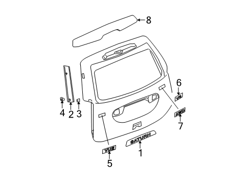 2006 Saturn Vue Bezel,Rear License Plate Lamp Diagram for 22723292