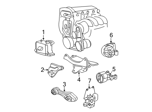 2003 Chevy Cavalier Engine & Trans Mounting Diagram