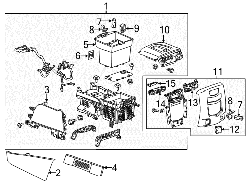 2015 Cadillac Escalade ESV Center Console Diagram 2 - Thumbnail