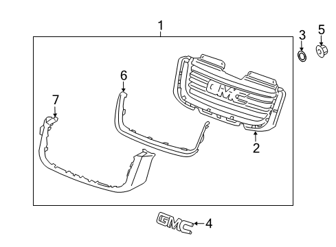 2004 GMC Envoy Grille & Components Diagram