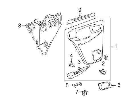 2004 Buick Rainier Panel Assembly, Rear Side Door Trim *Cashmere Diagram for 15204866